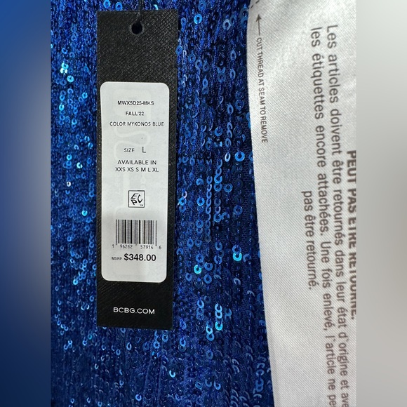 NWT BCBG Maxazria blue sequin gown, size large - Picture 7 of 7